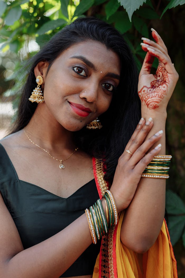 Woman Wearing Bracelets posing